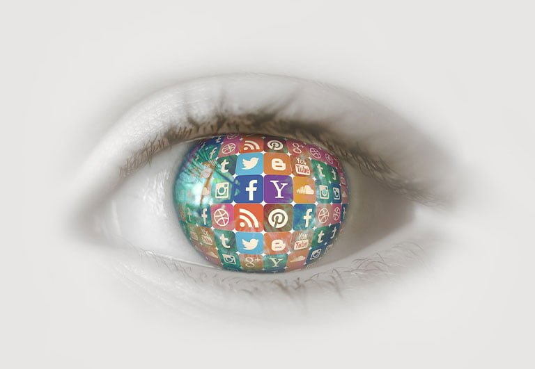 Social Media Brand Icons showing on eyebulb