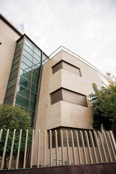 Side view of a luxurious stone cladded villa